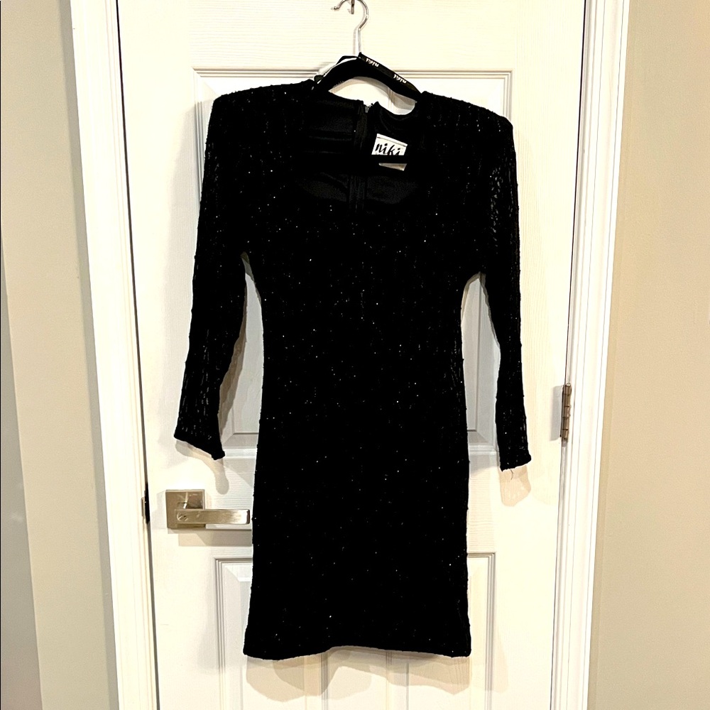 Vibtage 1980s Niki Black Long Sleeve Mini Dress